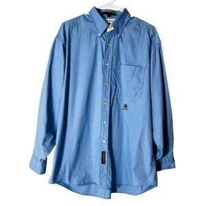 Tommy Hifiger Men's 16-34 Blue Oxford Collegiate Button Front Dress Shirt Preppy
